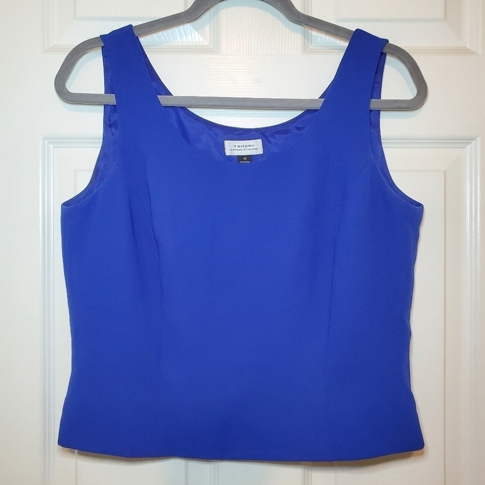 Tahari 2 Piece Skirt Set Sz 10 Blue Top and Skirt